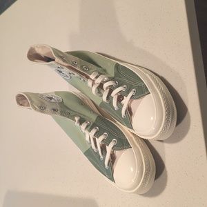 green tri-panel high top converse